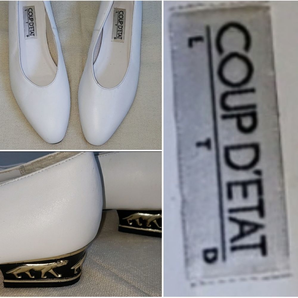VNTG Coup D'etat White Leather Panther Shoes